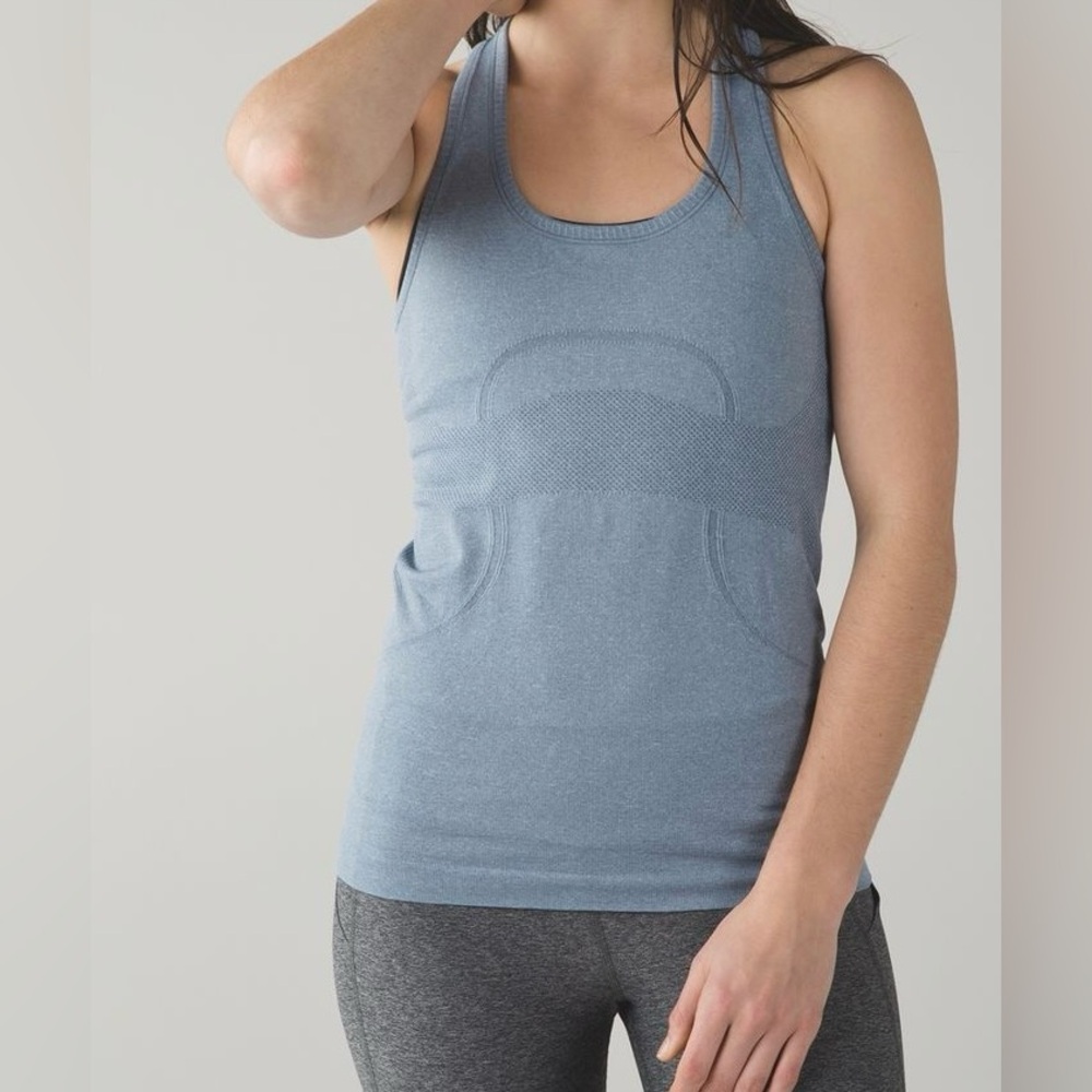 Lululemon Swiftly Tech Racerback Heathered Blue Grey Color